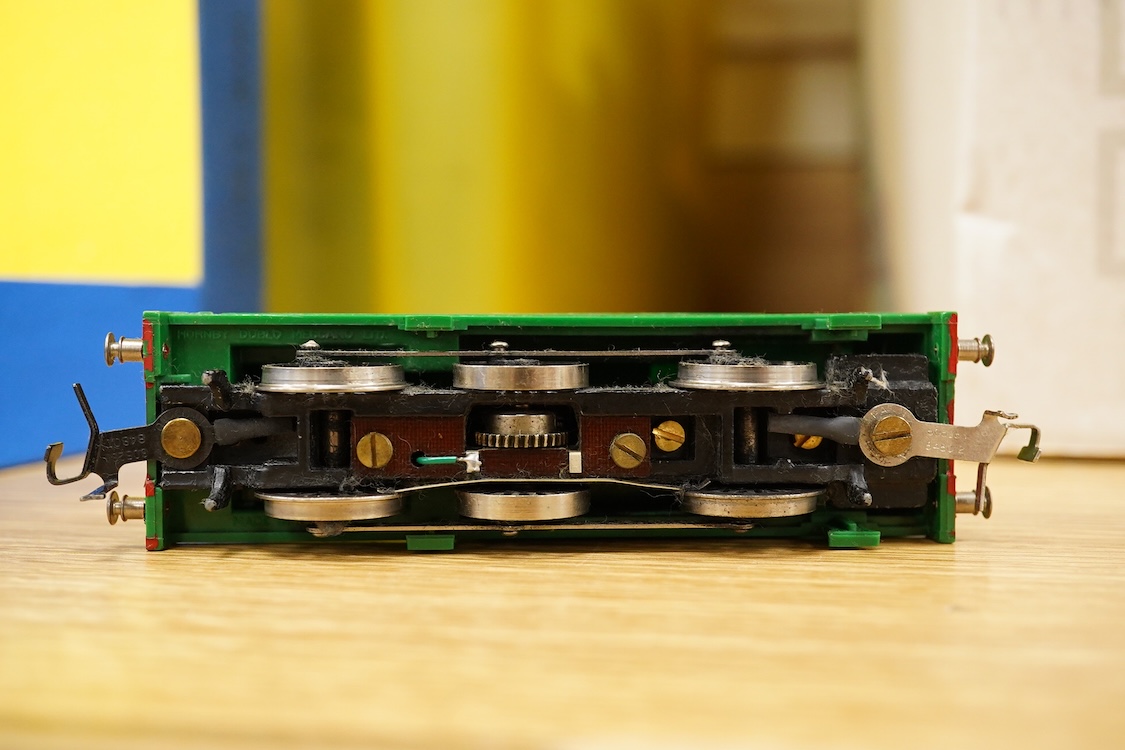 A collection of Hornby Dublo for 2 rail running, including; a boxed BR class A4 4-6-2, Golden Fleece 60030, (2211), together with three boxed bogie coaches and two wagons, plus four unboxed wagons, and a complete box set